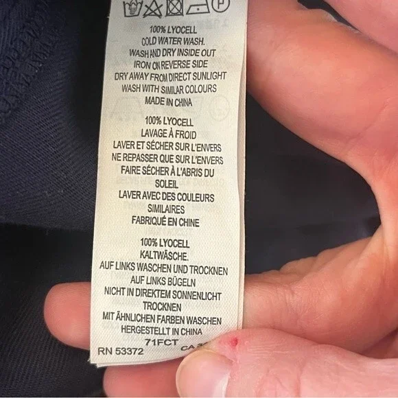 NEW French Connection Navy Blue Kruger Tencel Tie Waist Button Front Dress Sz 4 - Picture 7 of 11